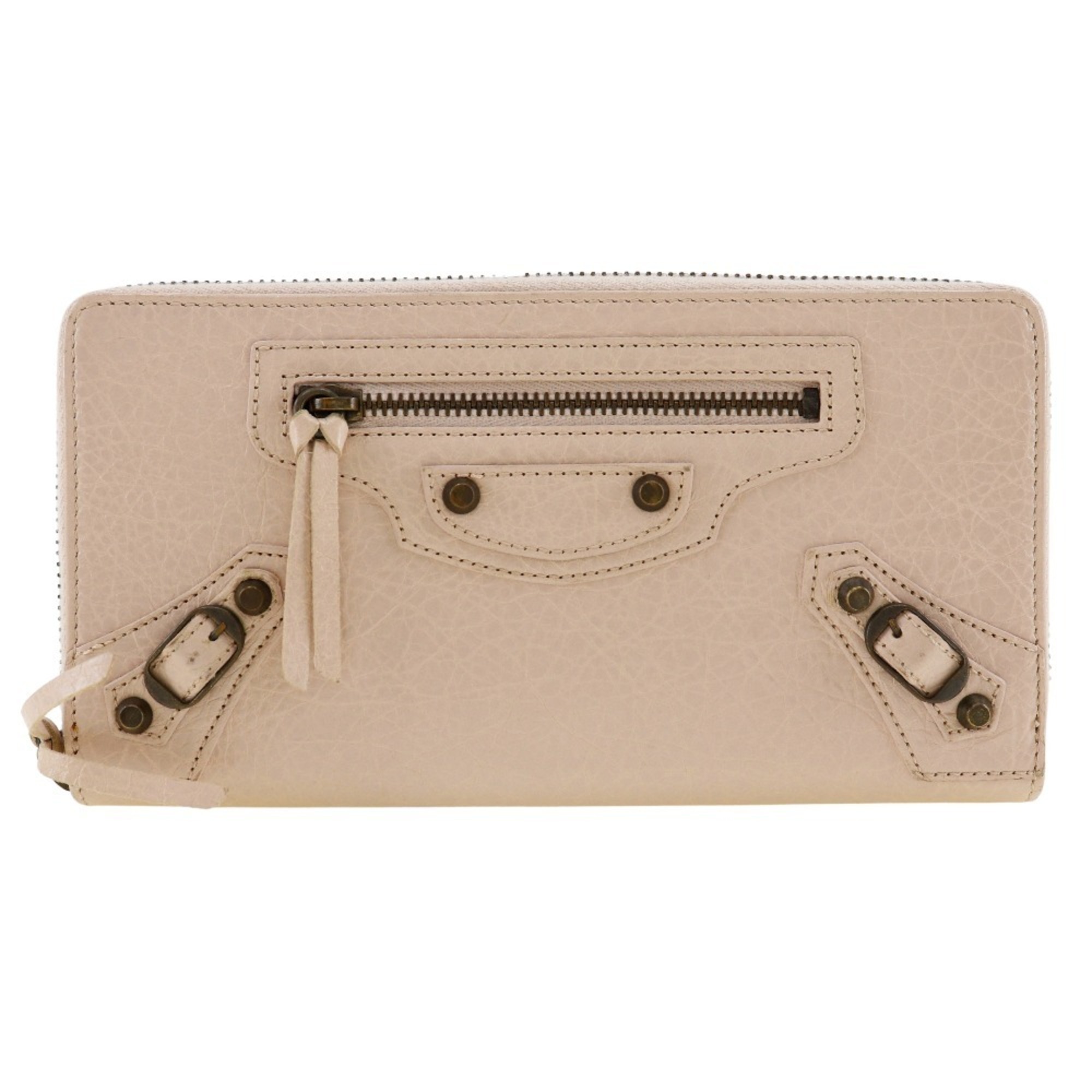 Balenciaga Classic Continental Long Wallet 253036 Calf Beige Pink Women's